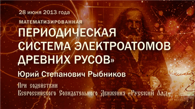 Постер Рыбников Ю.С. Периодическая система электроатомов древних РУСОВ
